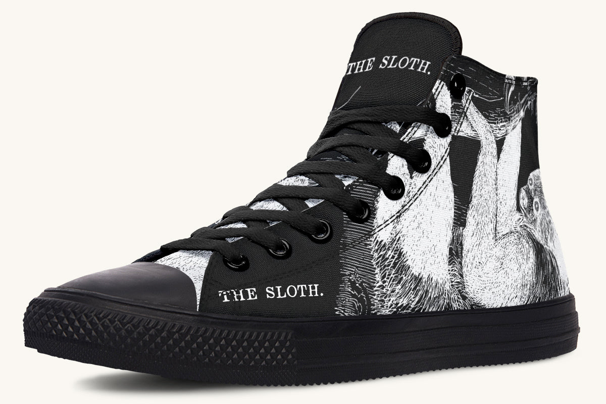 The Sloth Stays White Black Hightops