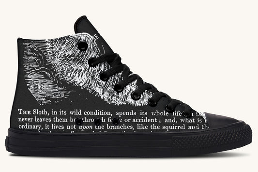 The Sloth Stays White Black Hightops