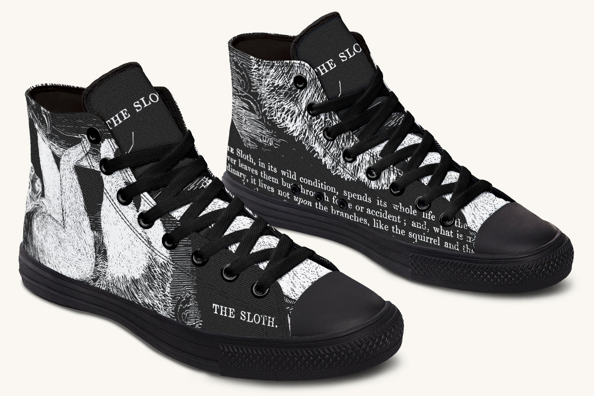 The Sloth Stays White Black Hightops