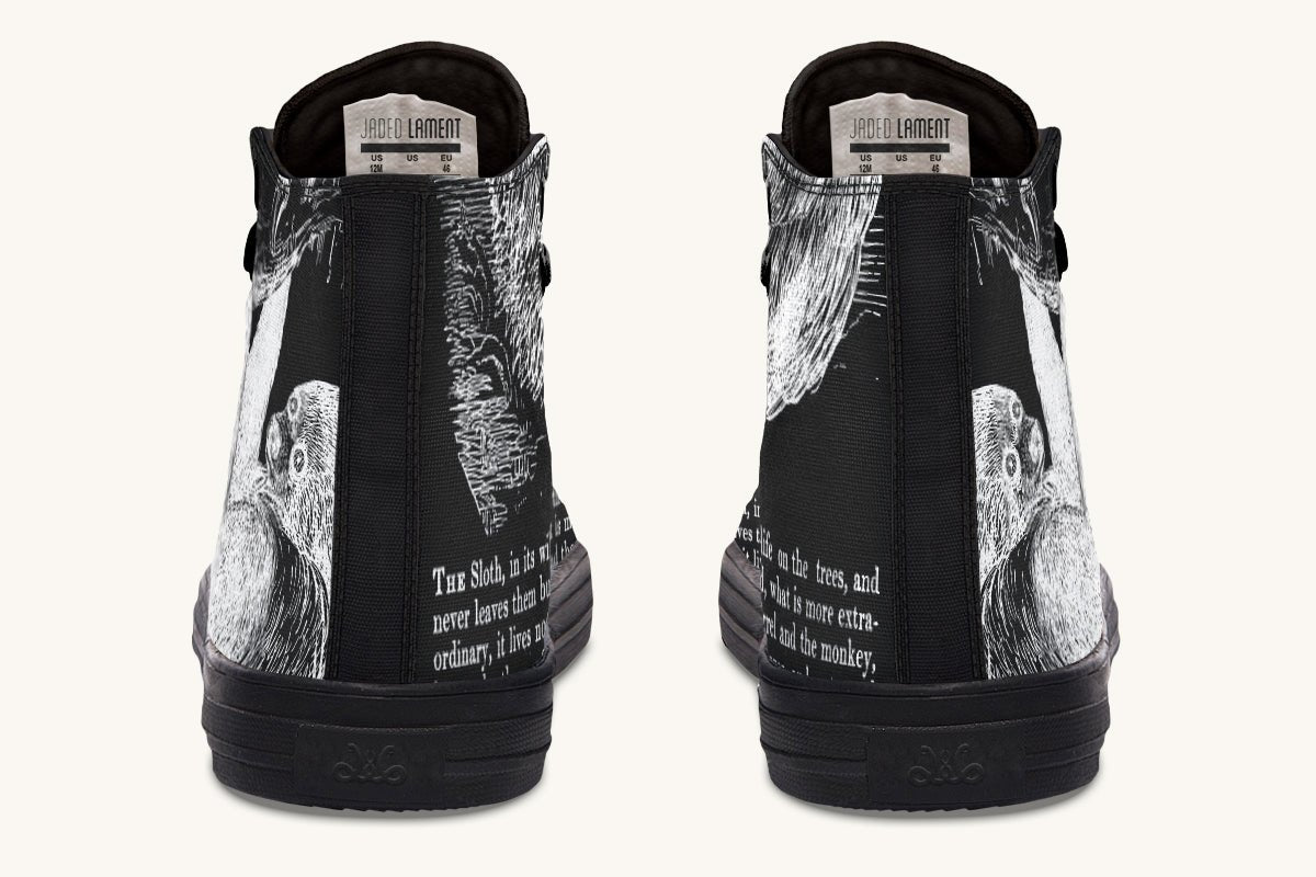 The Sloth Stays White Black Hightops