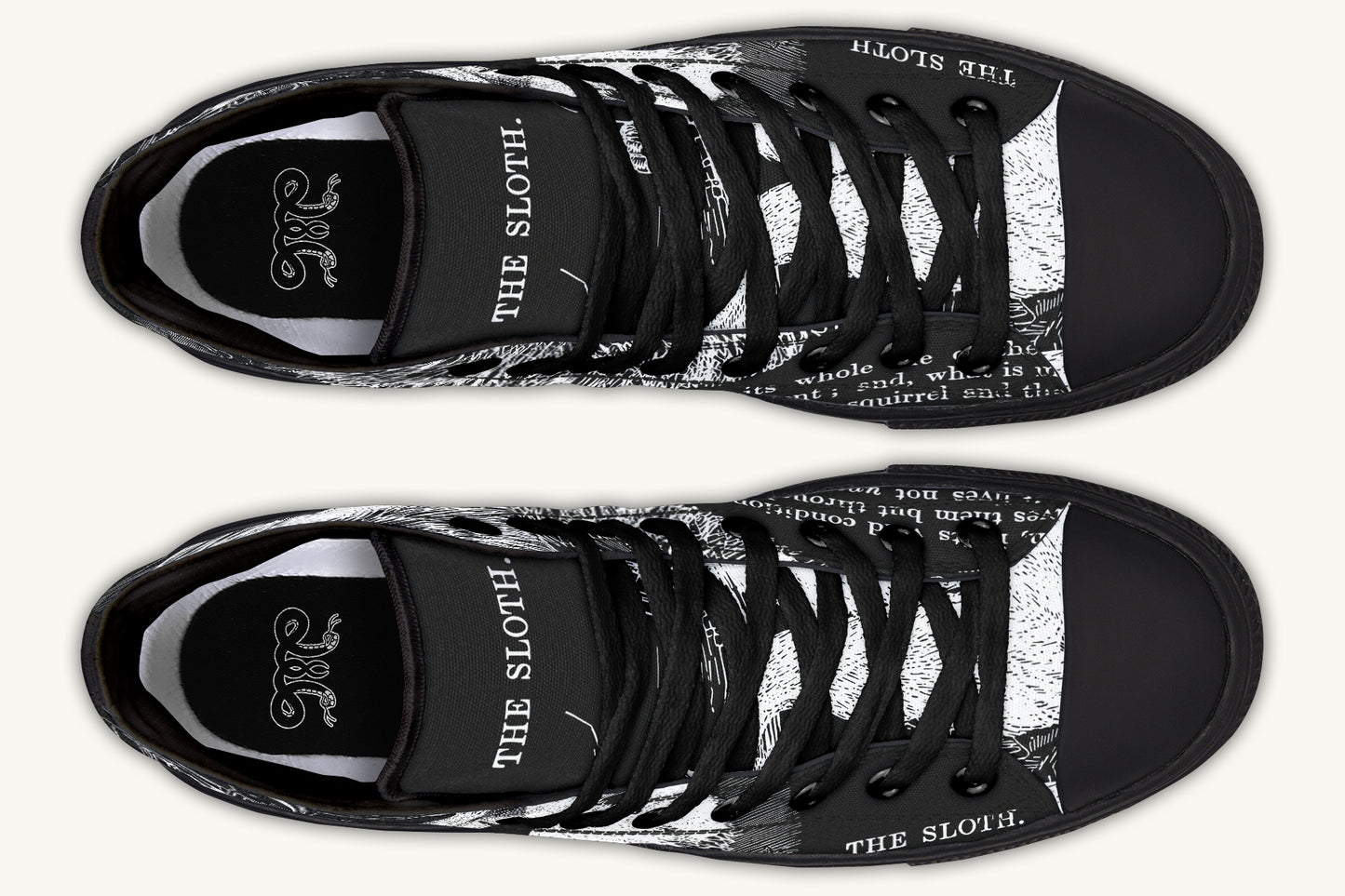 The Sloth Stays White Black Hightops