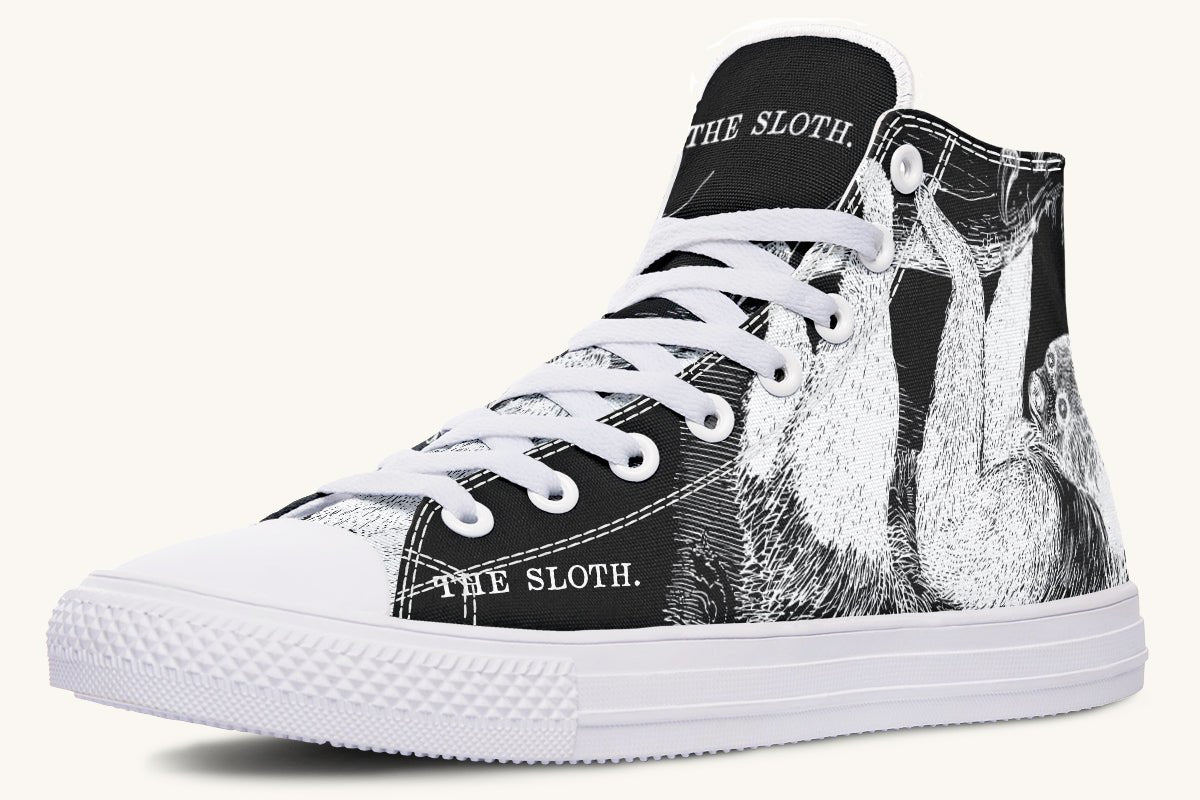 The Sloth Stays White Black Hightops