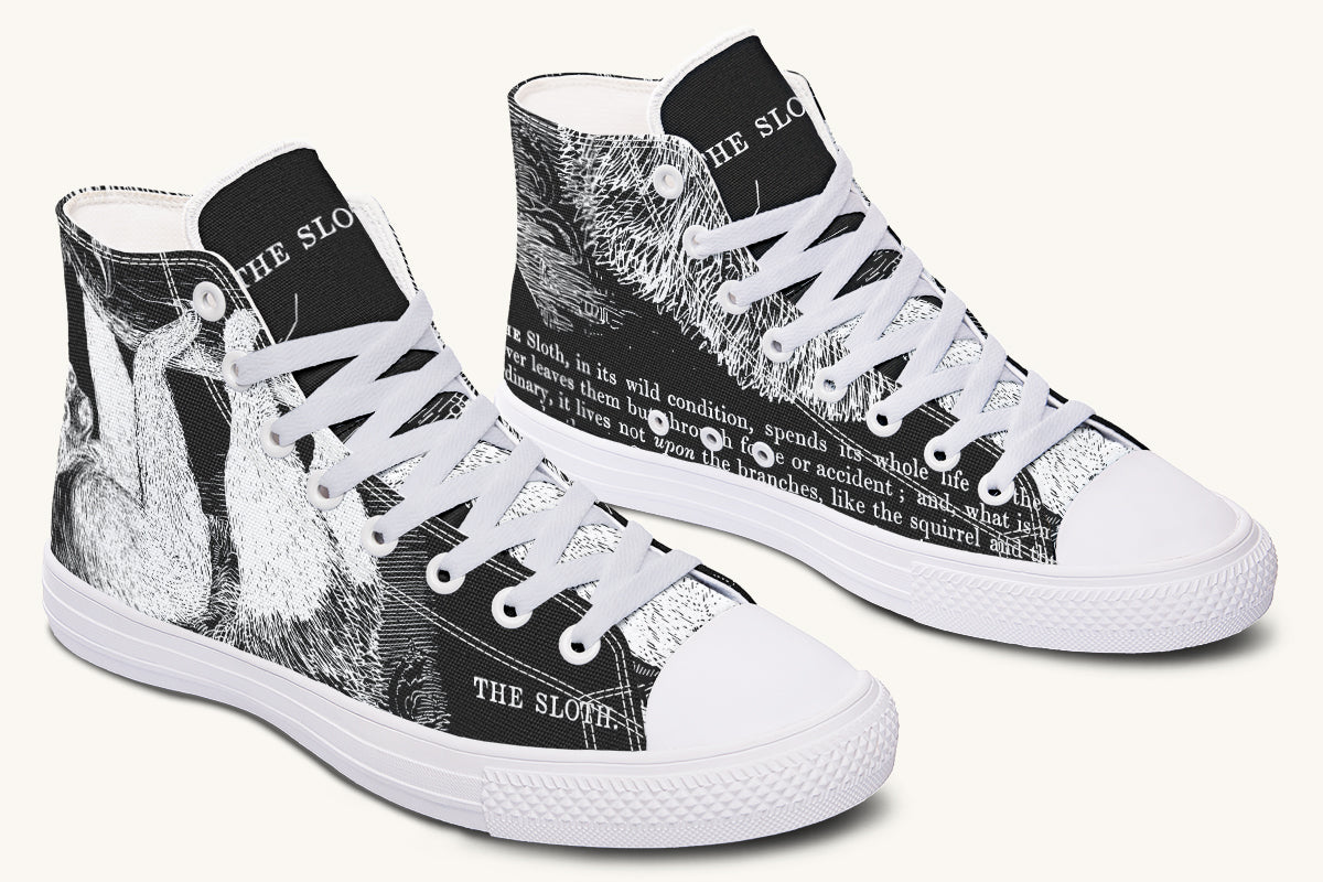 The Sloth Stays White Black Hightops
