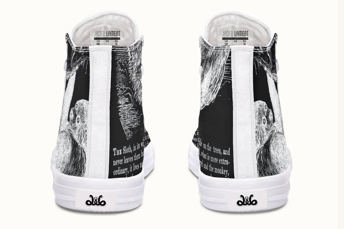 The Sloth Stays White Black Hightops