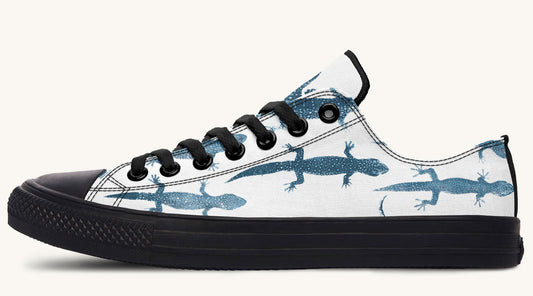 March of the Lizards Blue White Lowtops - Jaded Lament