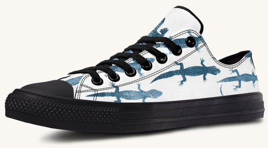 March of the Lizards Blue White Lowtops - Jaded Lament