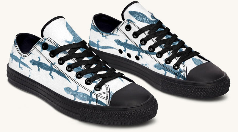 March of the Lizards Blue White Lowtops - Jaded Lament