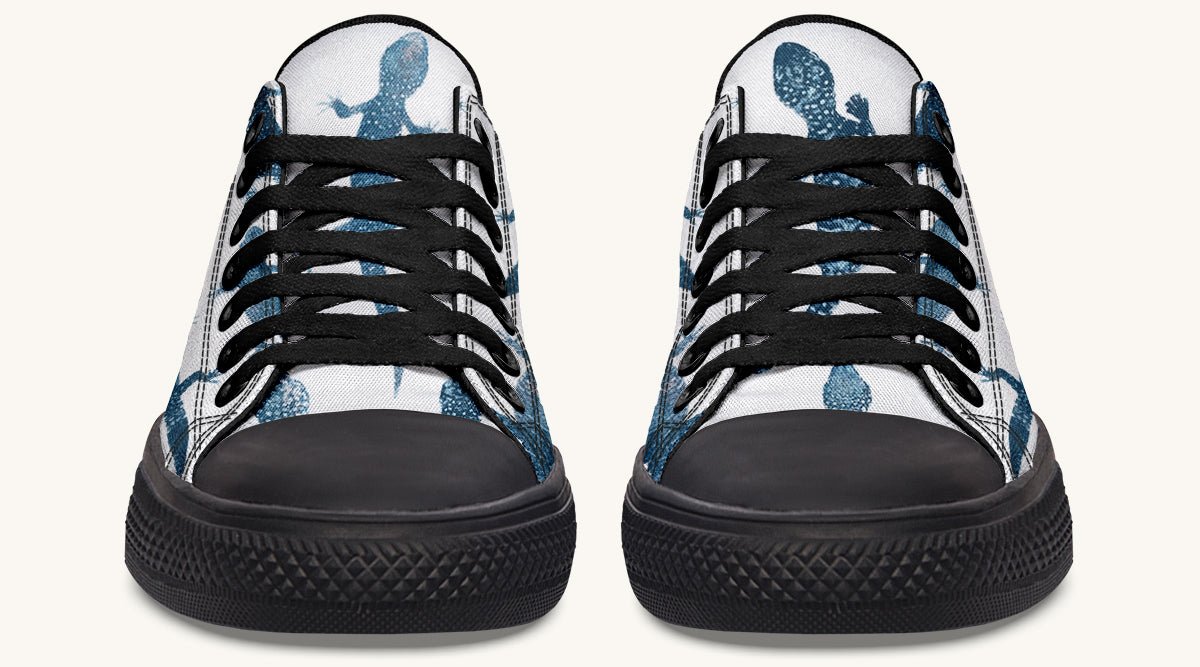 March of the Lizards Blue White Lowtops - Jaded Lament