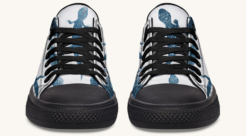 March of the Lizards Blue White Lowtops - Jaded Lament