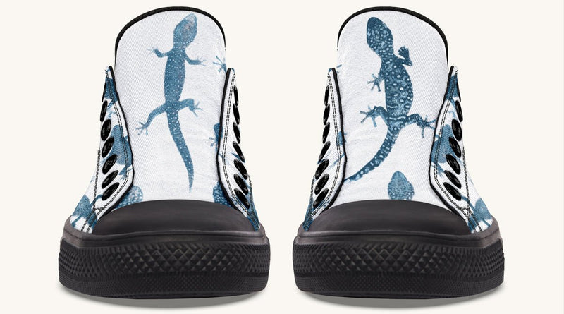 March of the Lizards Blue White Lowtops - Jaded Lament