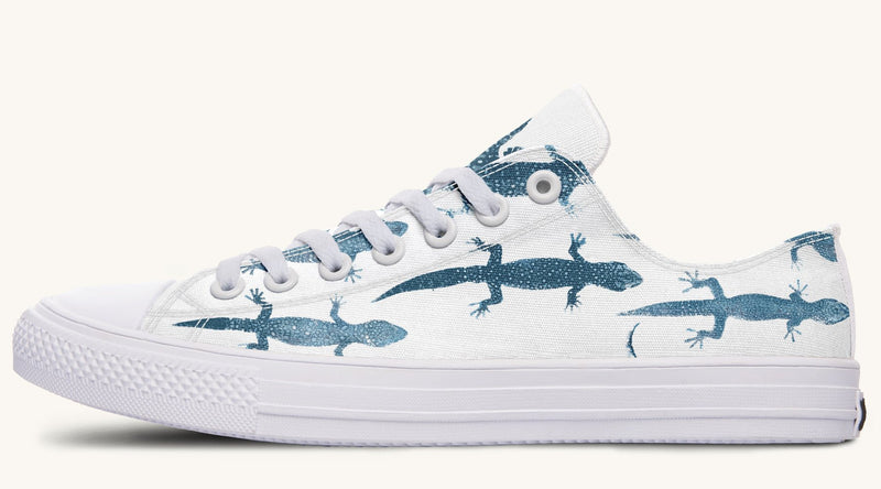 March of the Lizards Blue White Lowtops - Jaded Lament
