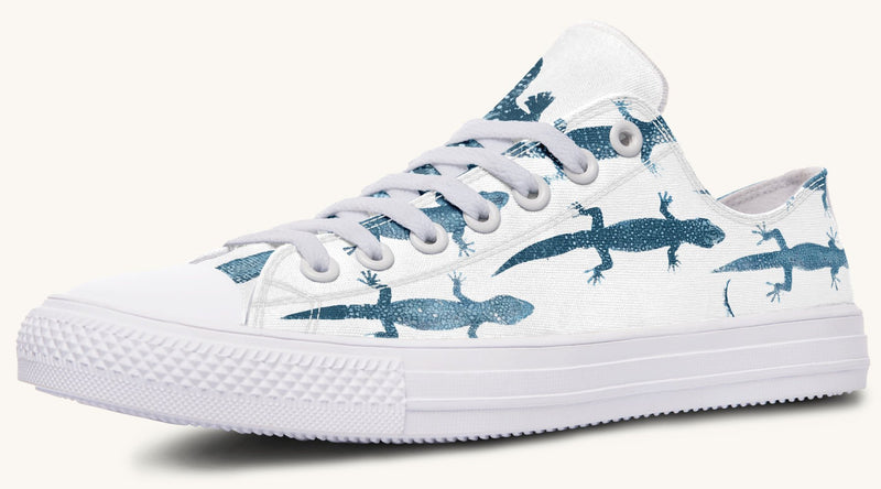 March of the Lizards Blue White Lowtops - Jaded Lament