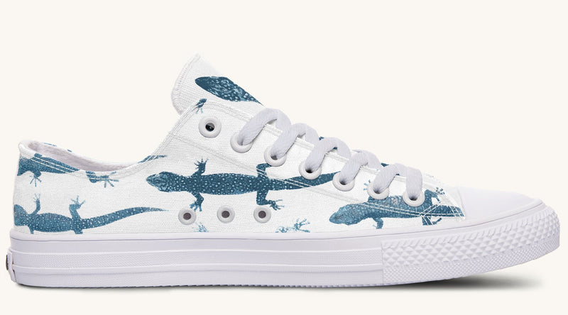 March of the Lizards Blue White Lowtops - Jaded Lament