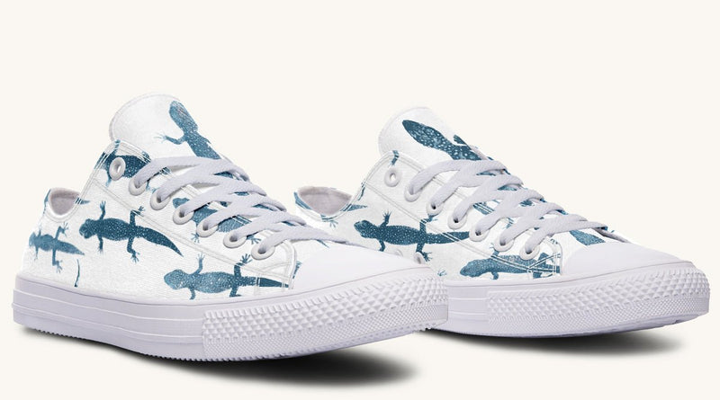 March of the Lizards Blue White Lowtops - Jaded Lament