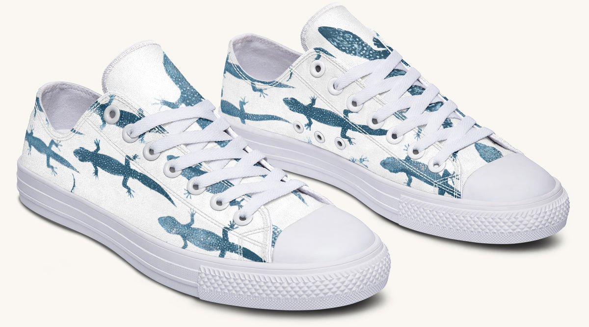 March of the Lizards Blue White Lowtops - Jaded Lament