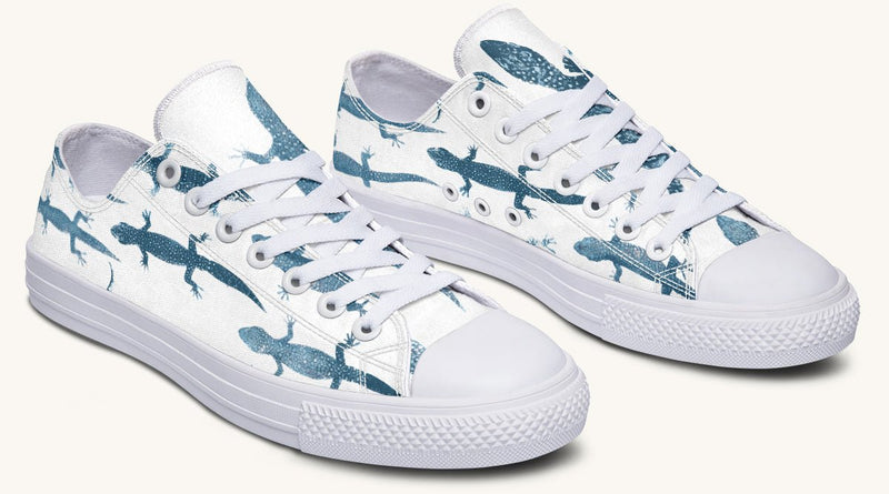 March of the Lizards Blue White Lowtops - Jaded Lament