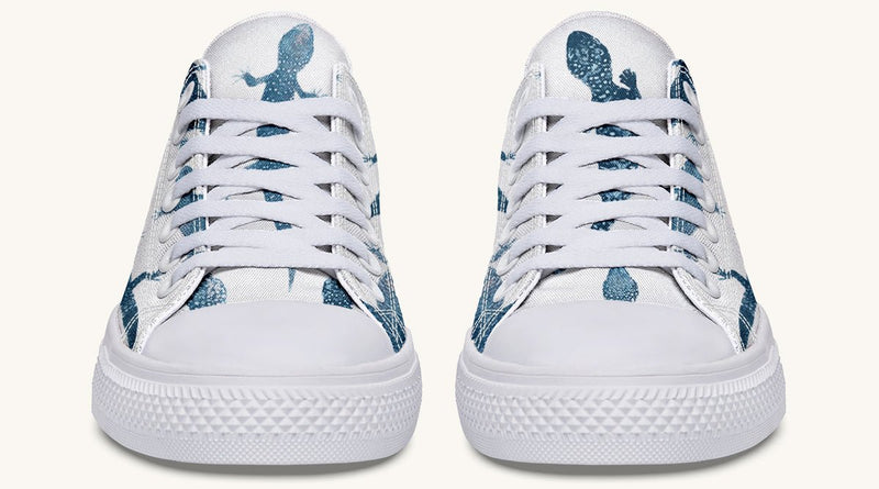 March of the Lizards Blue White Lowtops - Jaded Lament