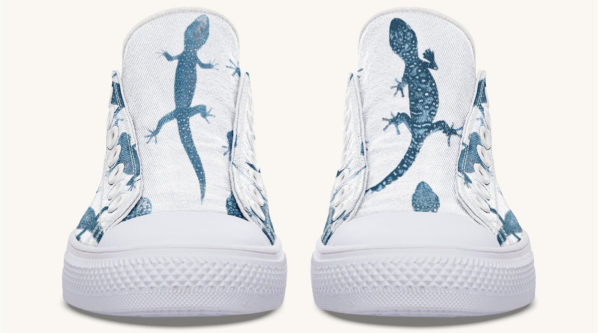 March of the Lizards Blue White Lowtops - Jaded Lament