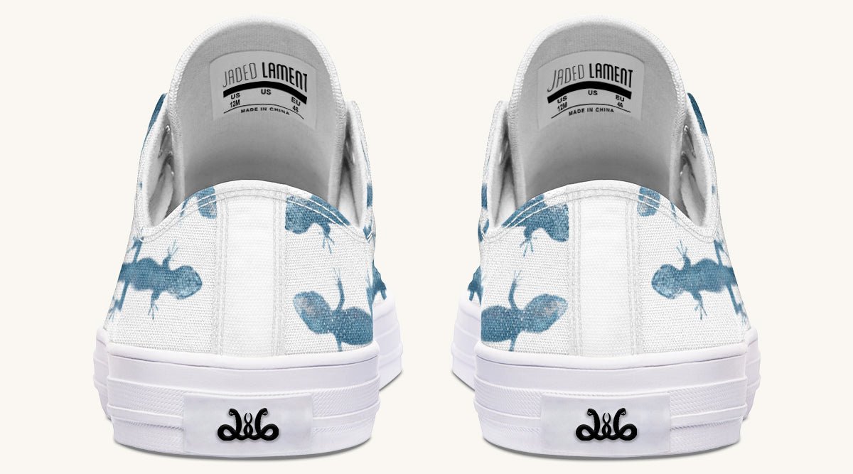 March of the Lizards Blue White Lowtops - Jaded Lament