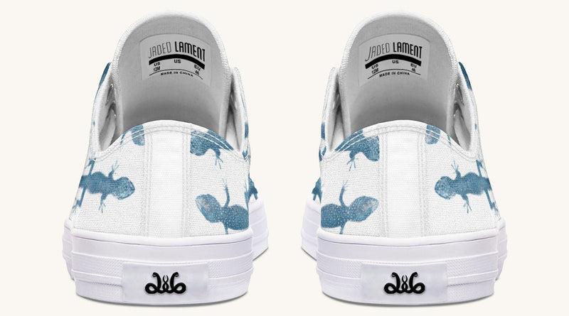 March of the Lizards Blue White Lowtops - Jaded Lament