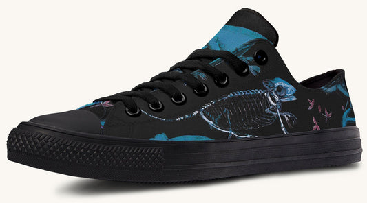 Reptilian in Bloom Black Blue Lowtops - Jaded Lament
