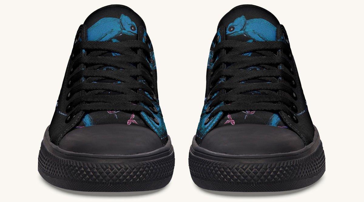 Reptilian in Bloom Black Blue Lowtops - Jaded Lament