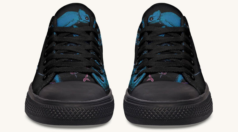 Reptilian in Bloom Black Blue Lowtops - Jaded Lament