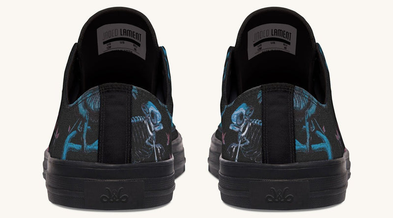 Reptilian in Bloom Black Blue Lowtops - Jaded Lament