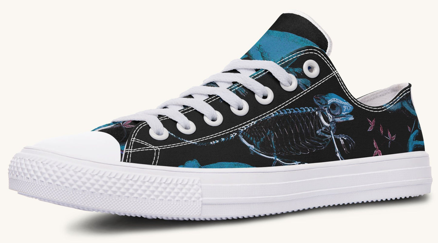 Reptilian in Bloom Black Blue Lowtops - Jaded Lament