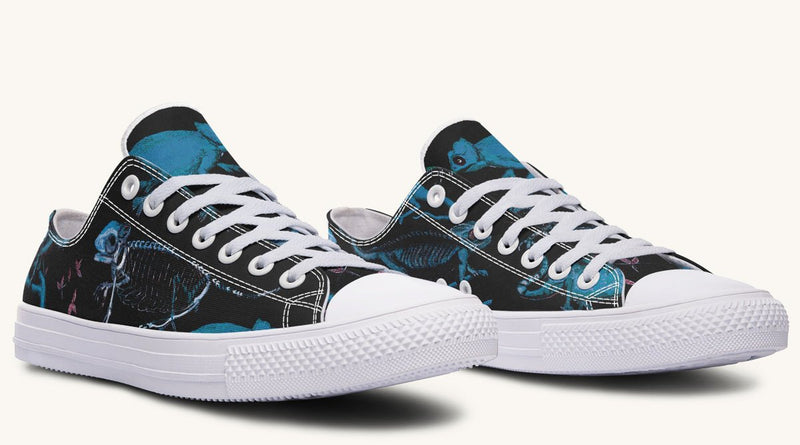 Reptilian in Bloom Black Blue Lowtops - Jaded Lament