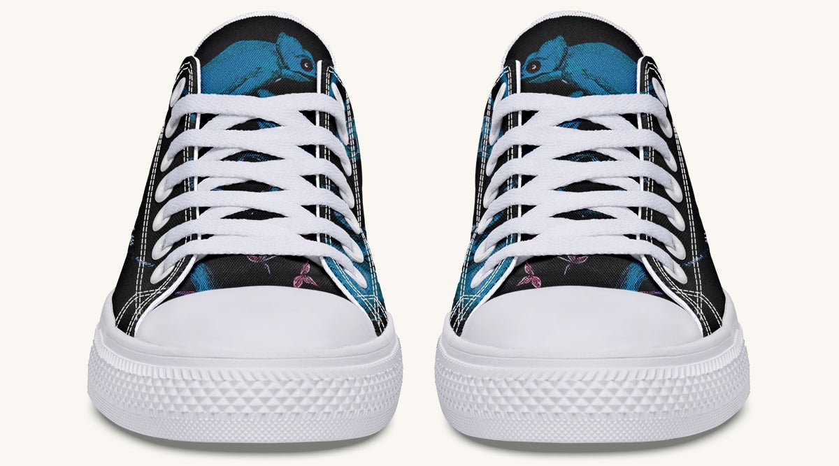 Reptilian in Bloom Black Blue Lowtops - Jaded Lament