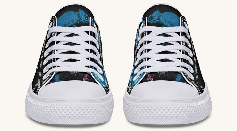 Reptilian in Bloom Black Blue Lowtops - Jaded Lament