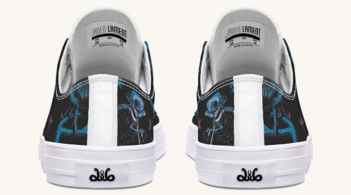 Reptilian in Bloom Black Blue Lowtops - Jaded Lament