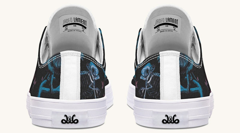 Reptilian in Bloom Black Blue Lowtops - Jaded Lament