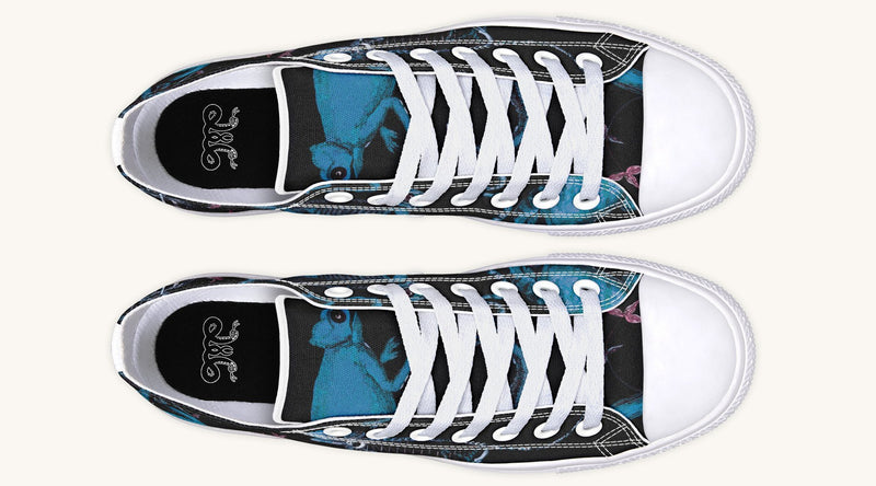 Reptilian in Bloom Black Blue Lowtops - Jaded Lament