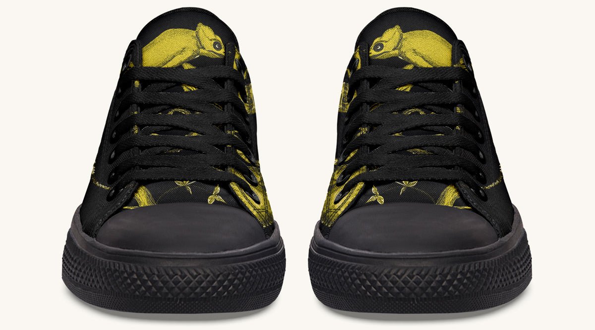 Reptilian in Bloom Black Yellow Lowtops - Jaded Lament