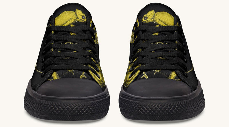 Reptilian in Bloom Black Yellow Lowtops - Jaded Lament