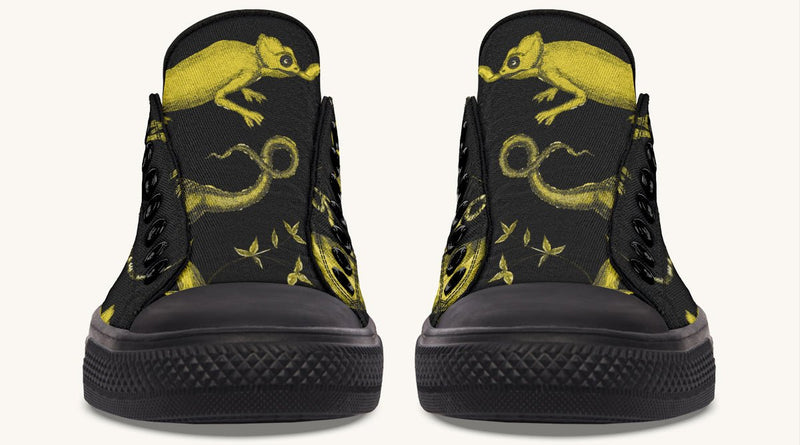 Reptilian in Bloom Black Yellow Lowtops - Jaded Lament