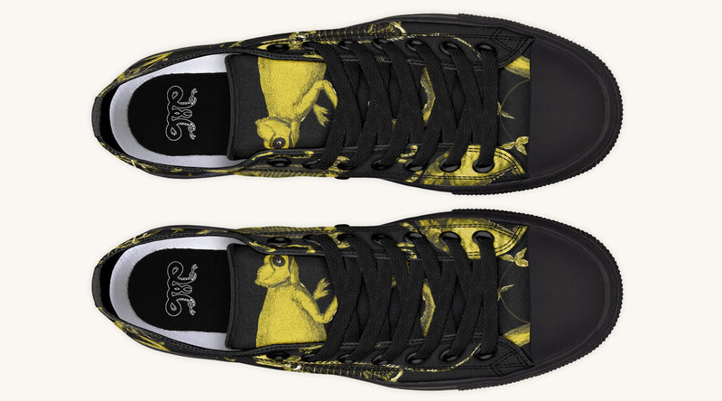Reptilian in Bloom Black Yellow Lowtops - Jaded Lament