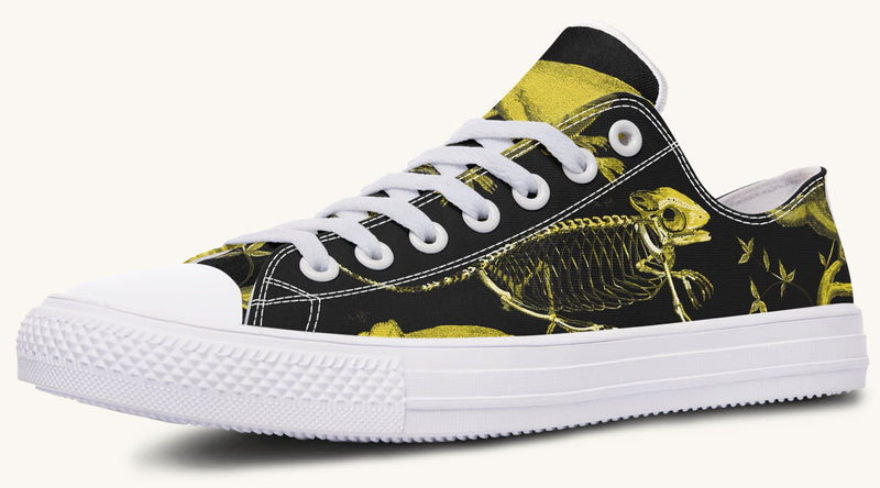 Reptilian in Bloom Black Yellow Lowtops - Jaded Lament