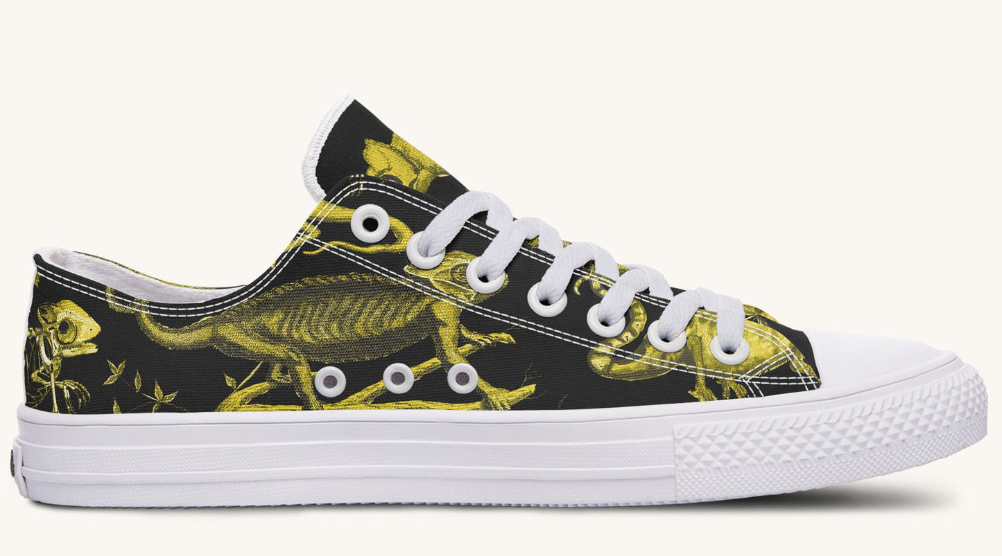 Reptilian in Bloom Black Yellow Lowtops - Jaded Lament
