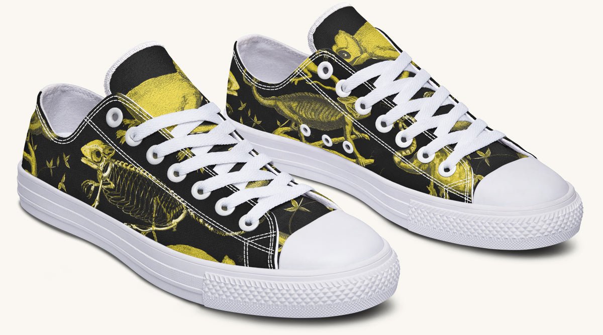 Reptilian in Bloom Black Yellow Lowtops - Jaded Lament