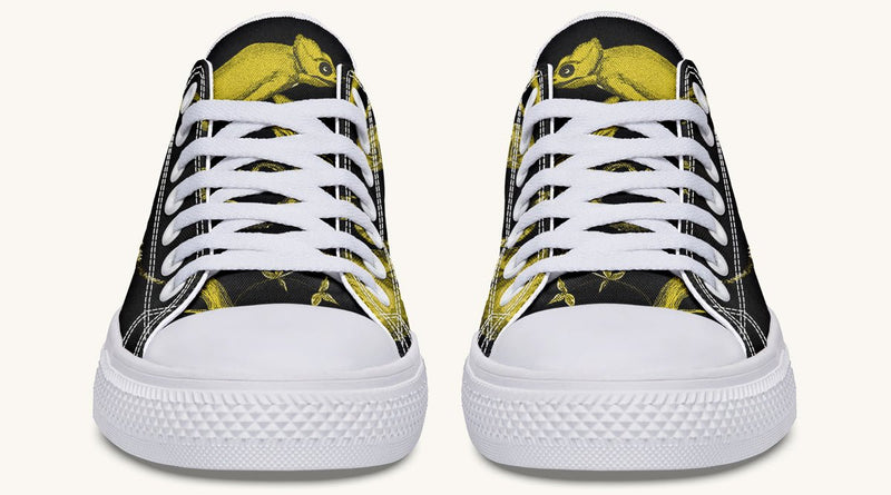 Reptilian in Bloom Black Yellow Lowtops - Jaded Lament