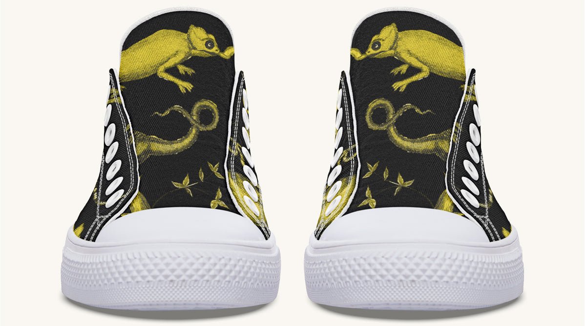 Reptilian in Bloom Black Yellow Lowtops - Jaded Lament