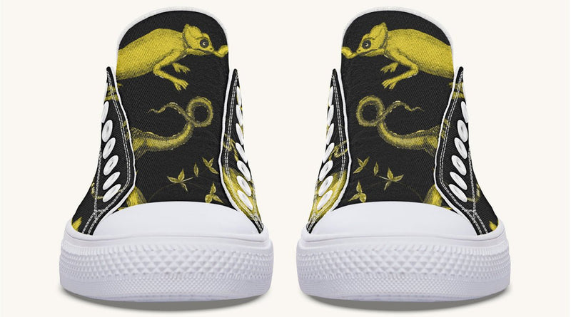 Reptilian in Bloom Black Yellow Lowtops - Jaded Lament