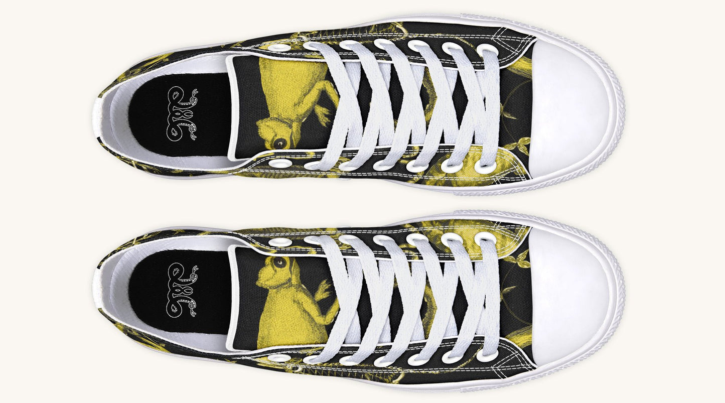 Reptilian in Bloom Black Yellow Lowtops - Jaded Lament