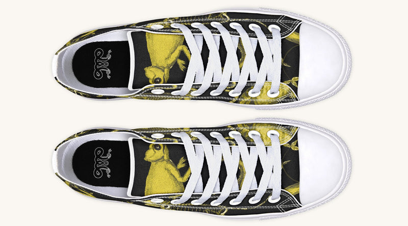Reptilian in Bloom Black Yellow Lowtops - Jaded Lament
