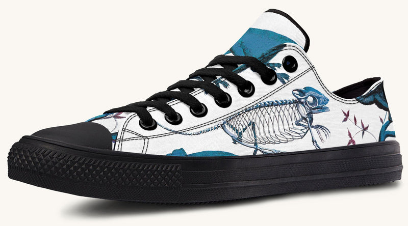 Reptilian in Bloom White Blue Lowtops - Jaded Lament