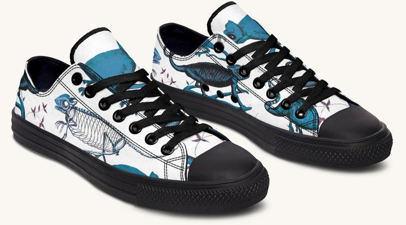 Reptilian in Bloom White Blue Lowtops - Jaded Lament