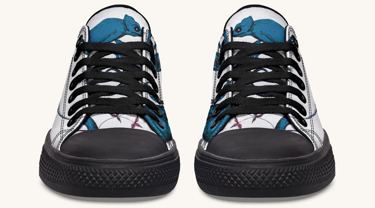 Reptilian in Bloom White Blue Lowtops - Jaded Lament